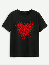 Load image into Gallery viewer, Heart Round Neck Short Sleeve T-Shirt