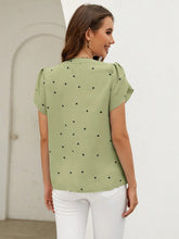 Load image into Gallery viewer, Heart Print Notched Petal Sleeve Blouse