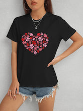 Load image into Gallery viewer, Heart Round Neck Short Sleeve T-Shirt