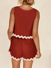 Load image into Gallery viewer, Contrast Trim Sleeveless Top and Shorts Set