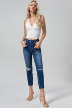 Load image into Gallery viewer, BAYEAS Full Size High Waist Distressed Washed Cropped Mom Jeans