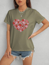 Load image into Gallery viewer, Heart Round Neck Short Sleeve T-Shirt