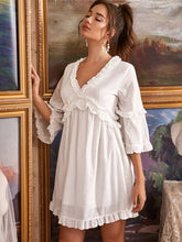 Load image into Gallery viewer, Ruffled V-Neck Mini Dress
