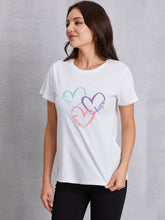 Load image into Gallery viewer, Heart Round Neck Short Sleeve T-Shirt