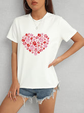 Load image into Gallery viewer, Heart Round Neck Short Sleeve T-Shirt