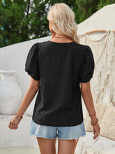 Load image into Gallery viewer, Twisted Heart V-Neck Short Sleeve Blouse