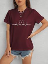 Load image into Gallery viewer, Heart Round Neck Short Sleeve T-Shirt