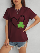 Load image into Gallery viewer, Heart Lucky Clover Short Sleeve T-Shirt