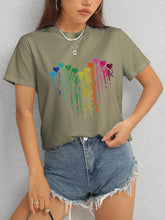 Load image into Gallery viewer, Heart Round Neck Short Sleeve T-Shirt