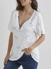 Load image into Gallery viewer, Heart Quarter Zip Short Sleeve T-Shirt