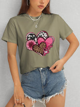 Load image into Gallery viewer, Heart Round Neck Short Sleeve T-Shirt
