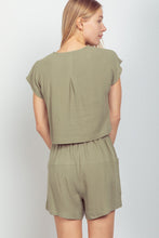 Load image into Gallery viewer, VERY J Woven Cropped Top & Waist Tie Shorts Set