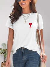 Load image into Gallery viewer, Heart Round Neck Short Sleeve T-Shirt