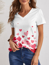 Load image into Gallery viewer, Heart V-Neck Short Sleeve T-Shirt