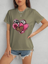 Load image into Gallery viewer, Heart Round Neck Short Sleeve T-Shirt