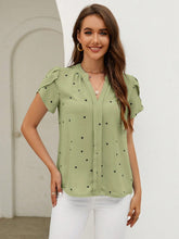 Load image into Gallery viewer, Heart Print Notched Petal Sleeve Blouse