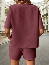 Load image into Gallery viewer, Waffle-Knit Half Sleeve Top and Shorts Set