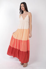 Load image into Gallery viewer, VERY J Color Block Tiered Maxi Cami Dress