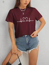 Load image into Gallery viewer, Heart Round Neck Short Sleeve T-Shirt