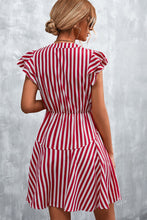 Load image into Gallery viewer, Ruffled Striped Cap Sleeve Mini Dress