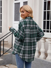 Load image into Gallery viewer, Mandy Pocketed Plaid Collared Neck Long Sleeve Shirt