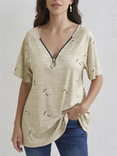 Load image into Gallery viewer, Heart Quarter Zip Short Sleeve T-Shirt