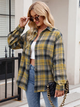Load image into Gallery viewer, Mandy Pocketed Plaid Collared Neck Long Sleeve Shirt