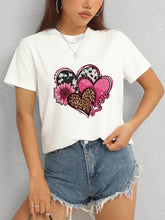Load image into Gallery viewer, Heart Round Neck Short Sleeve T-Shirt