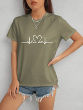 Load image into Gallery viewer, Heart Round Neck Short Sleeve T-Shirt
