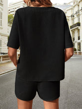 Load image into Gallery viewer, Waffle-Knit Half Sleeve Top and Shorts Set