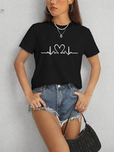 Load image into Gallery viewer, Heart Round Neck Short Sleeve T-Shirt