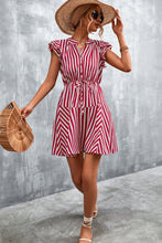 Load image into Gallery viewer, Ruffled Striped Cap Sleeve Mini Dress