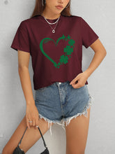 Load image into Gallery viewer, Heart Lucky Clover Round Neck Short Sleeve T-Shirt