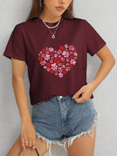 Load image into Gallery viewer, Heart Round Neck Short Sleeve T-Shirt