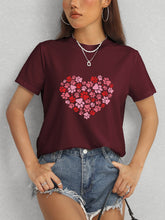 Load image into Gallery viewer, Heart Round Neck Short Sleeve T-Shirt