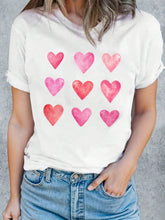 Load image into Gallery viewer, Heart Round Neck Short Sleeve T-Shirt