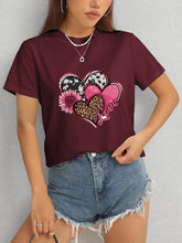 Load image into Gallery viewer, Heart Round Neck Short Sleeve T-Shirt
