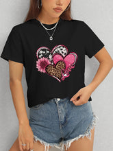 Load image into Gallery viewer, Heart Round Neck Short Sleeve T-Shirt