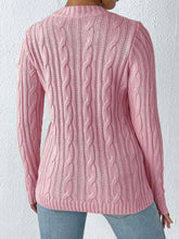 Load image into Gallery viewer, Cable-Knit Heart Round Neck Long Sleeve Sweater