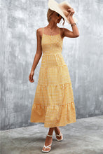 Load image into Gallery viewer, Plaid Square Neck Midi Cami Dress