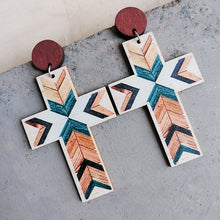 Load image into Gallery viewer, Cross Drop Earrings