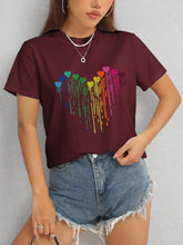 Load image into Gallery viewer, Heart Round Neck Short Sleeve T-Shirt