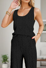Load image into Gallery viewer, Textured Round Neck Top and Wide Leg Pants Set