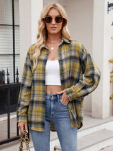 Load image into Gallery viewer, Mandy Pocketed Plaid Collared Neck Long Sleeve Shirt