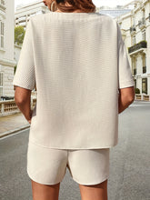 Load image into Gallery viewer, Waffle-Knit Half Sleeve Top and Shorts Set