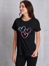 Load image into Gallery viewer, Heart Round Neck Short Sleeve T-Shirt
