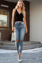 Load image into Gallery viewer, BAYEAS High Waist Distressed Washed Cropped Mom Jeans