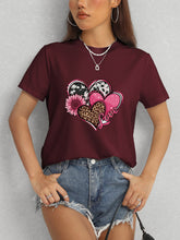 Load image into Gallery viewer, Heart Round Neck Short Sleeve T-Shirt