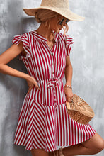 Load image into Gallery viewer, Ruffled Striped Cap Sleeve Mini Dress
