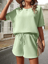 Load image into Gallery viewer, Waffle-Knit Half Sleeve Top and Shorts Set